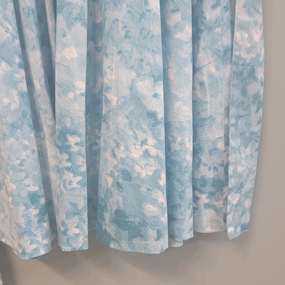 Talbots Floral Camoflauge Ocean Blue Butyon Front‎ Tie Dress Womens 10 Petite - Picture 4 of 13